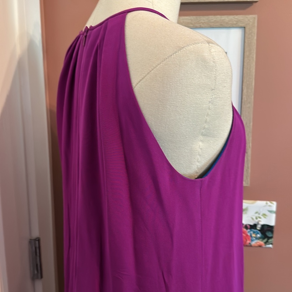 Jay Godfrey silk mini draped magenta lined shift pockets Halter zipper 2 Dress - Picture 5 of 15